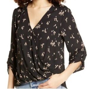Nordstrom All in Favor Smudge Print Wrap Blouse; Size M, NWT